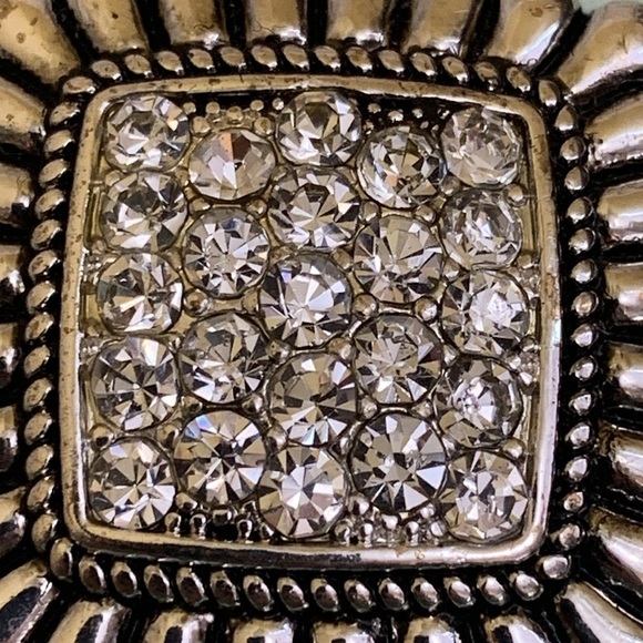 Pave Crystal Silver Tone Statement Pendant No Chain - Picture 7 of 7